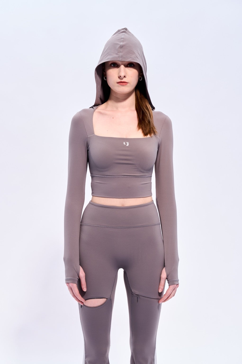 Cut-out hooded bra top