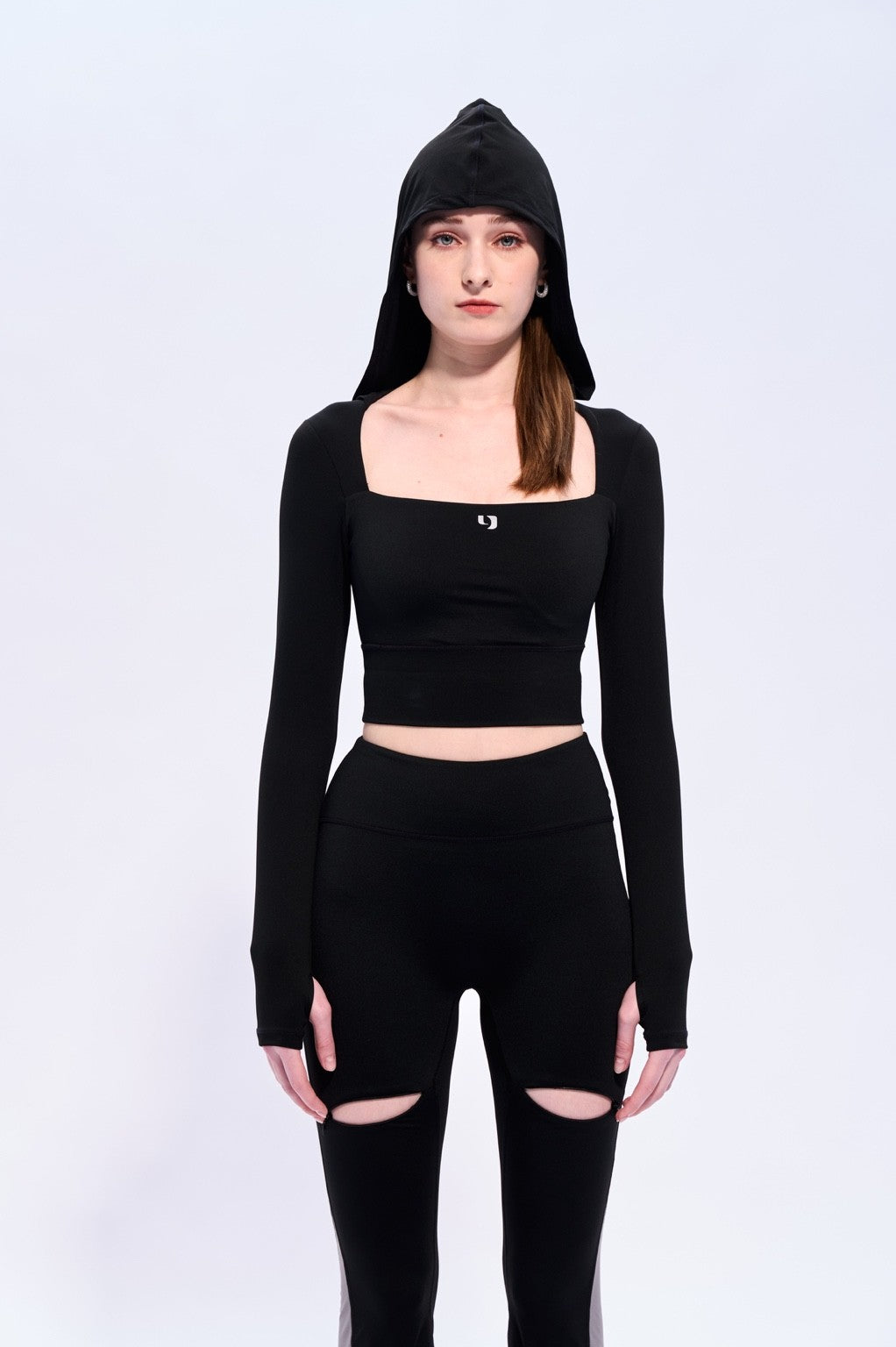 Cut-out hooded bra top