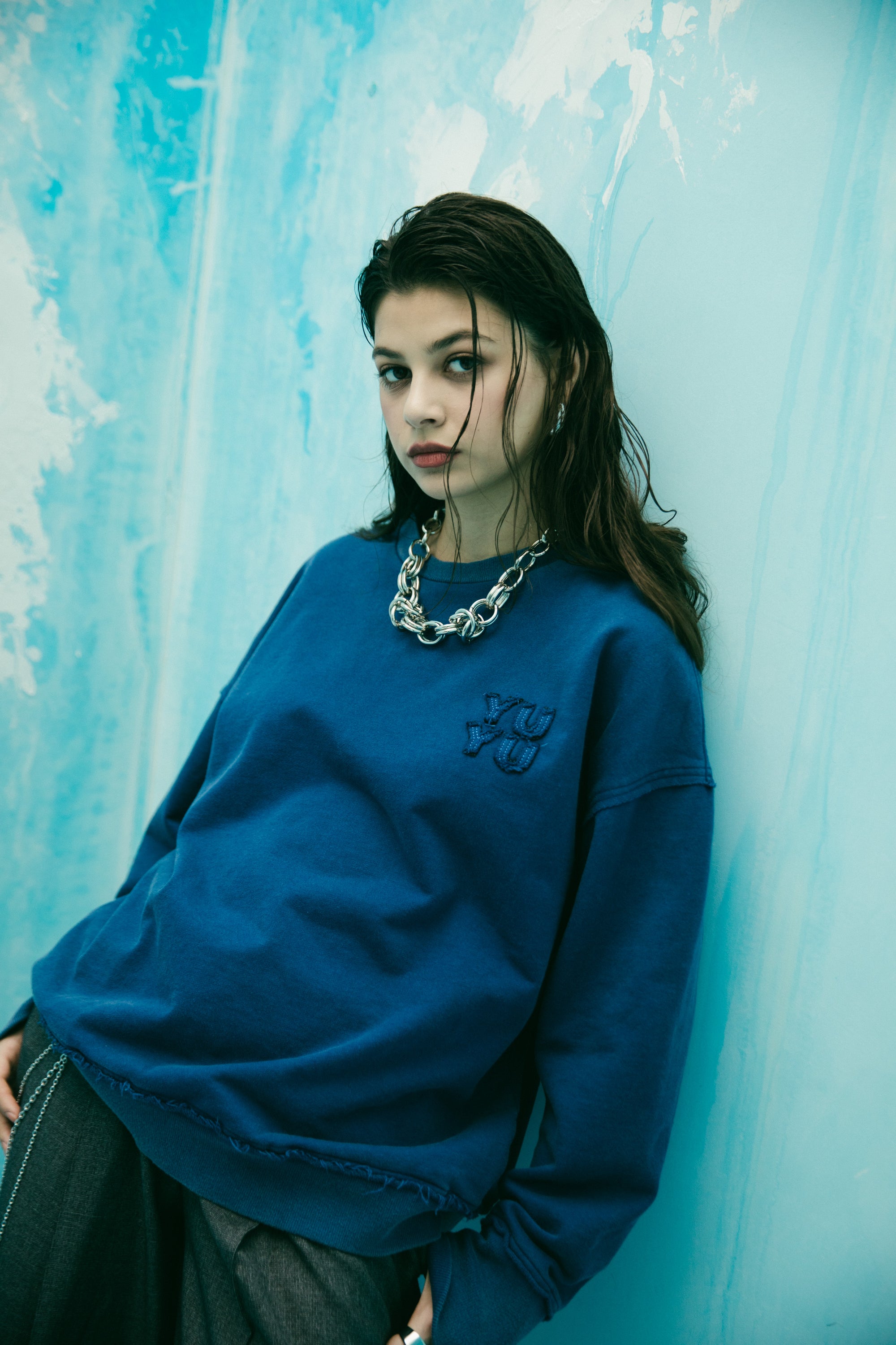 Washed college sweatshirt