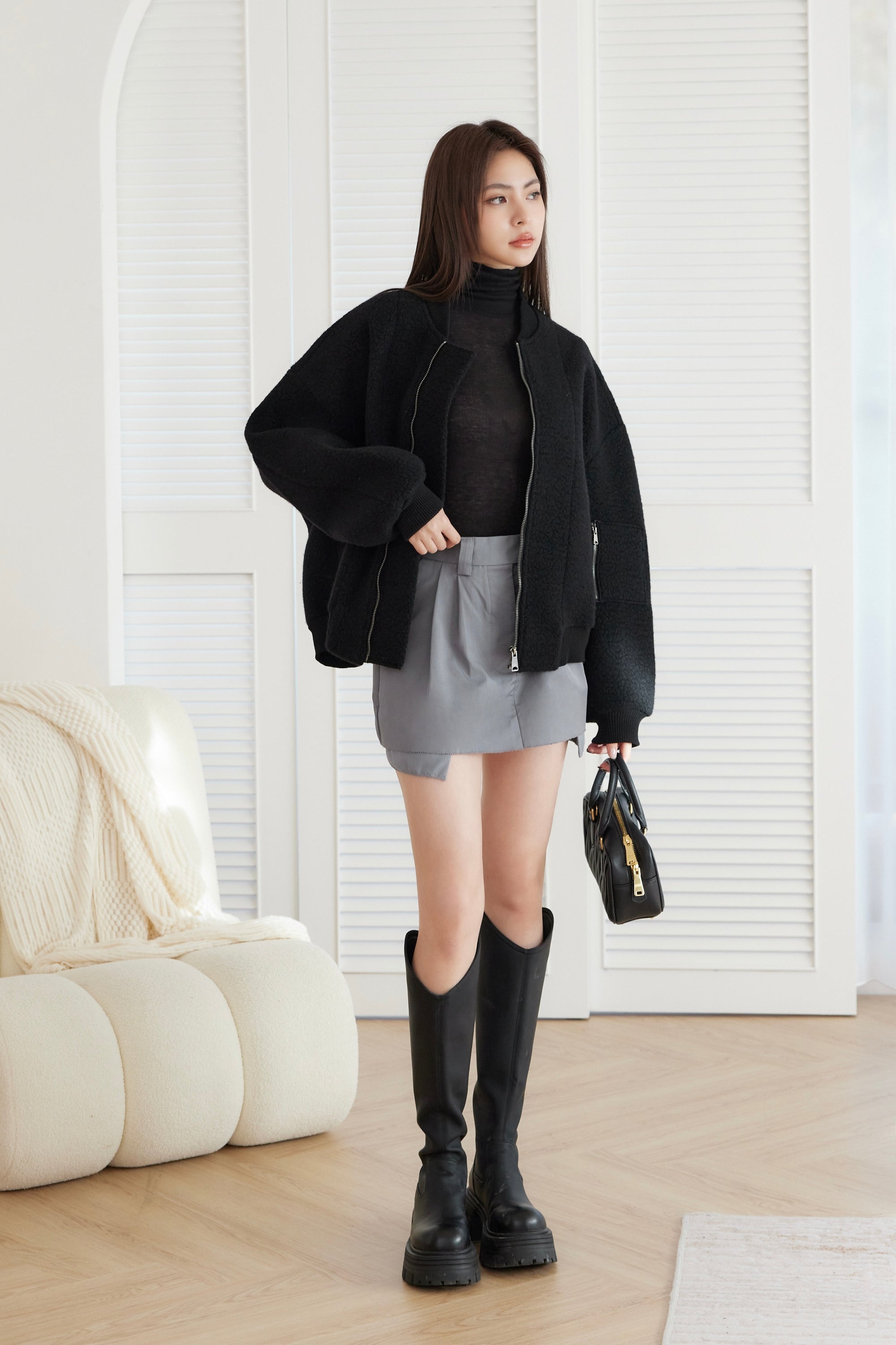 HUMAN HAUS-Low Rise Mini Skirt
