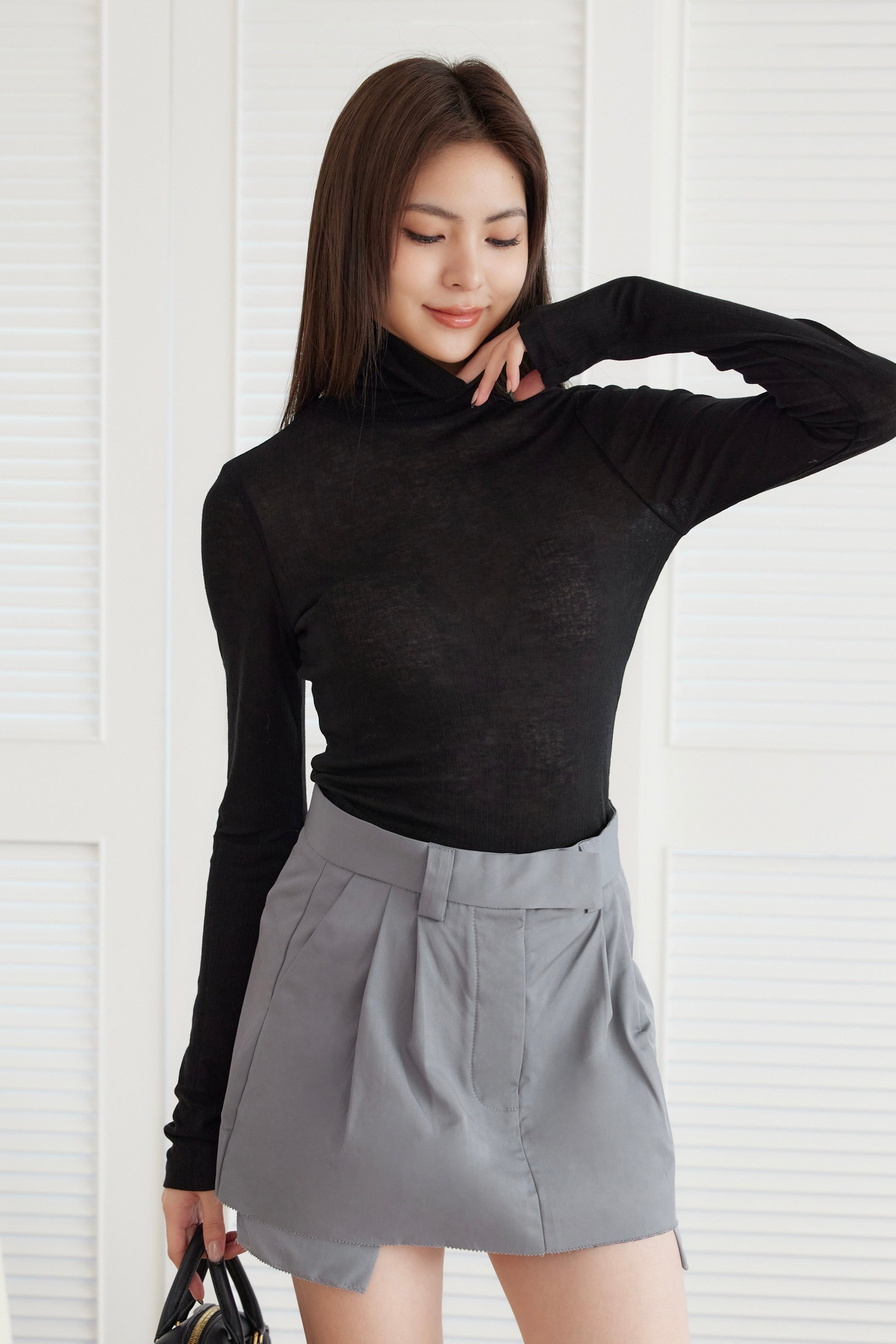 HUMAN HAUS-Low Rise Mini Skirt