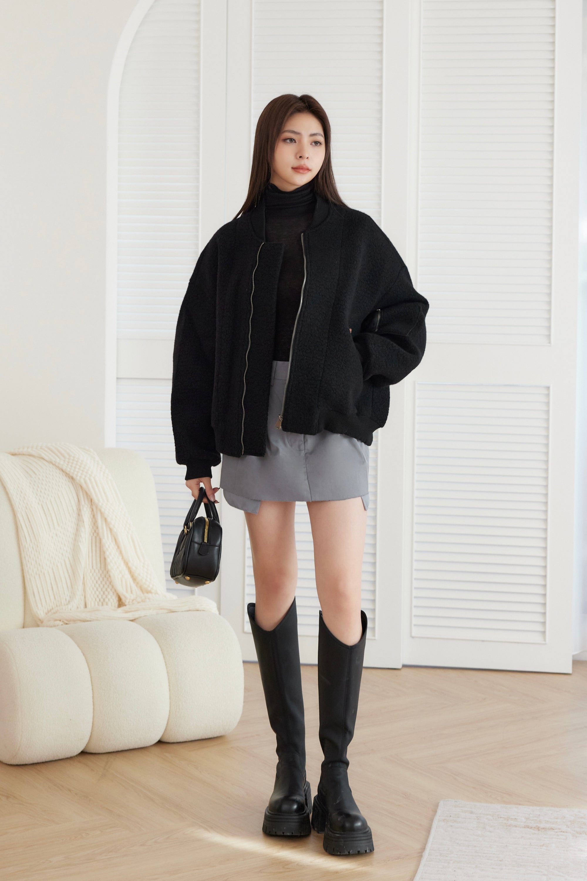 HUMAN HAUS-Low Rise Mini Skirt