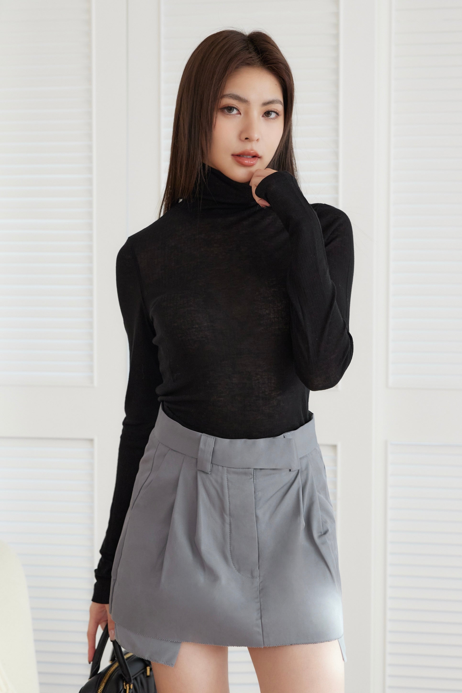 HUMAN HAUS-Low Rise Mini Skirt